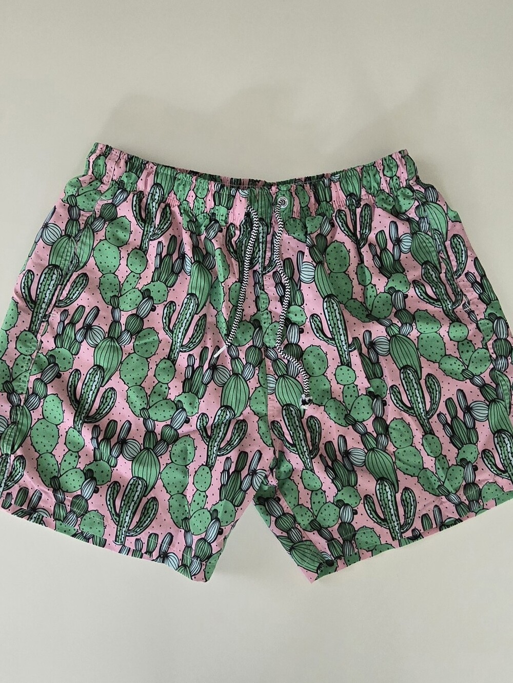Men's Pink Cactus Print Swim Board Shorts